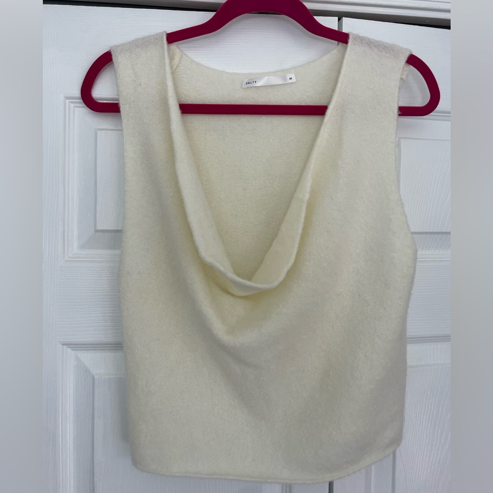 Sleeveless Sweater Cowl Neckline - Cream